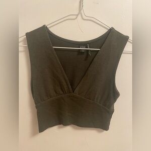 Simons Olive Green Deep V Crop Top